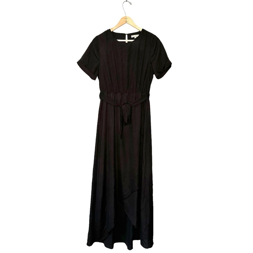 Polagram | Black Short Sleeve Faux Wrap Maxi Dress Size Medium
